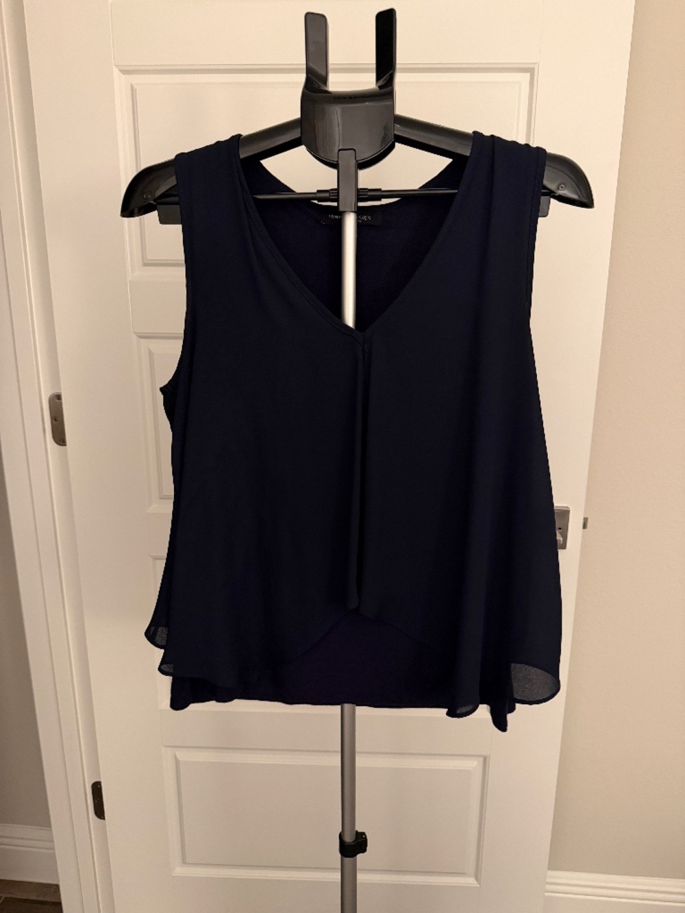 Green Envelope Navy Sleeveless V-Neck Layered Top
